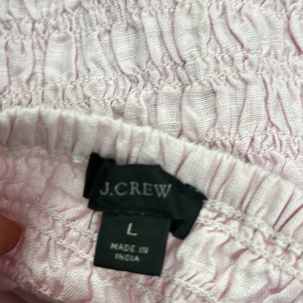 NWT J. Crew Strapless Smocked Linen Dress Lavender Large Resortwear Preppy Chic - Picture 12 of 14